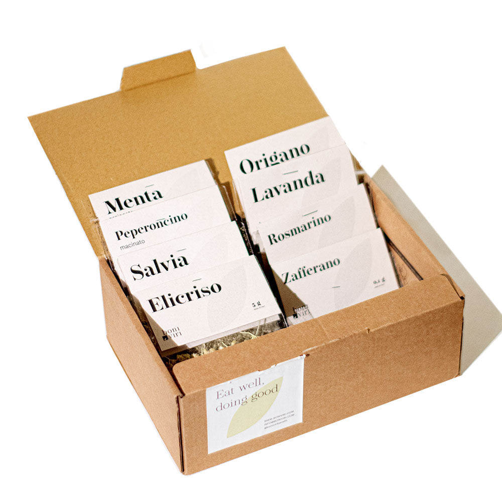 Bustine di spezie in scatola da collezione Menta, Origano, Salvia, Lavanda, Rosmarino, Elicriso