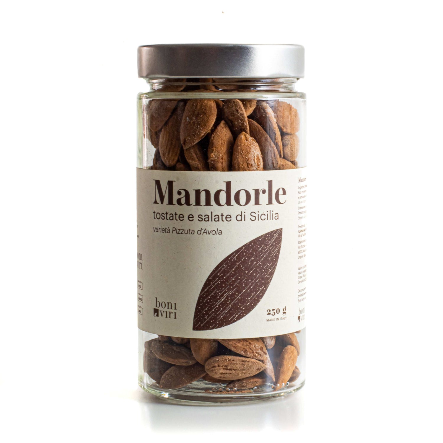 Mandorle Pizzuta d'Avola Tostate ie salate n barattolo