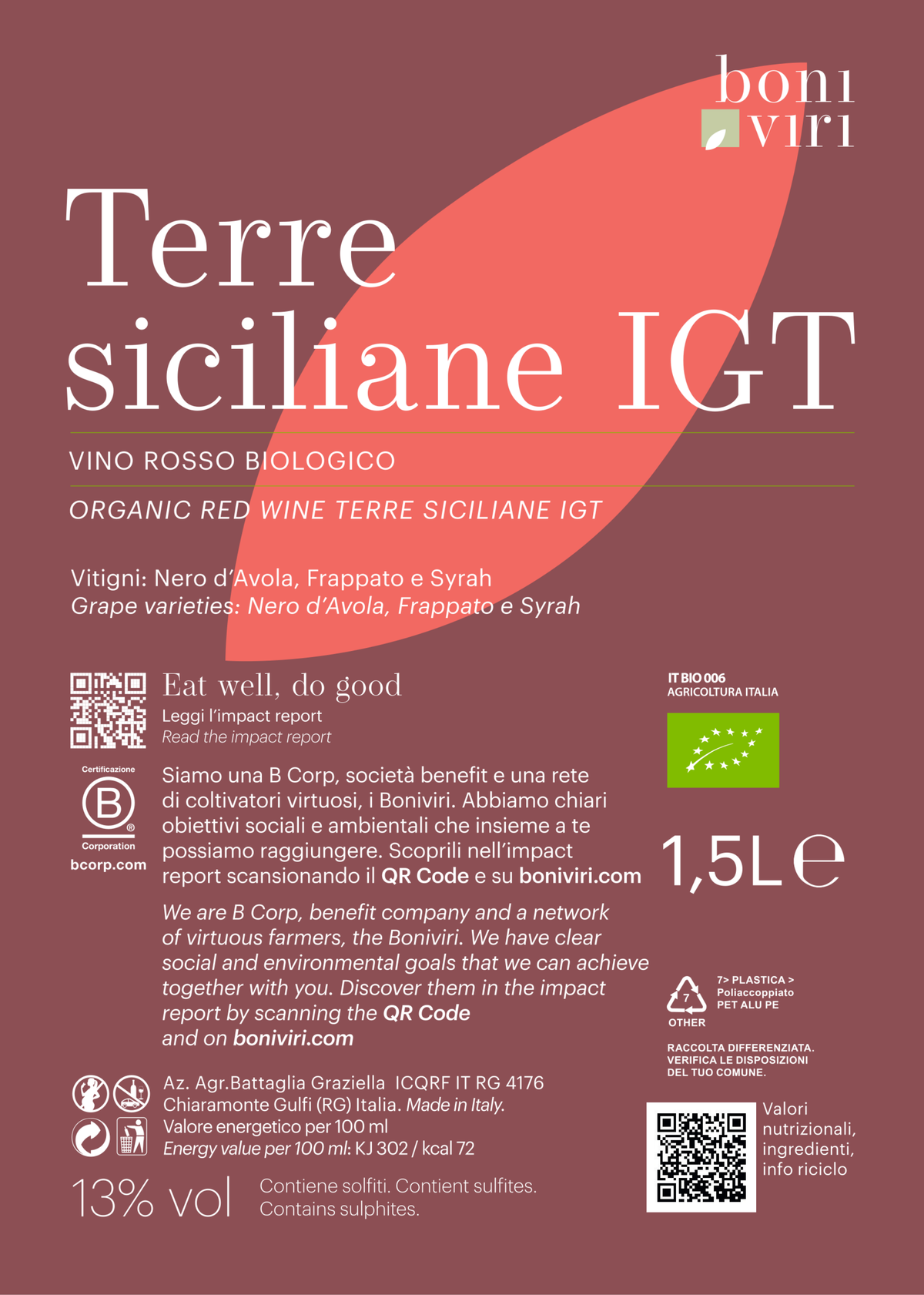 Nero d'Avola Vino Tinto Siciliano Bio