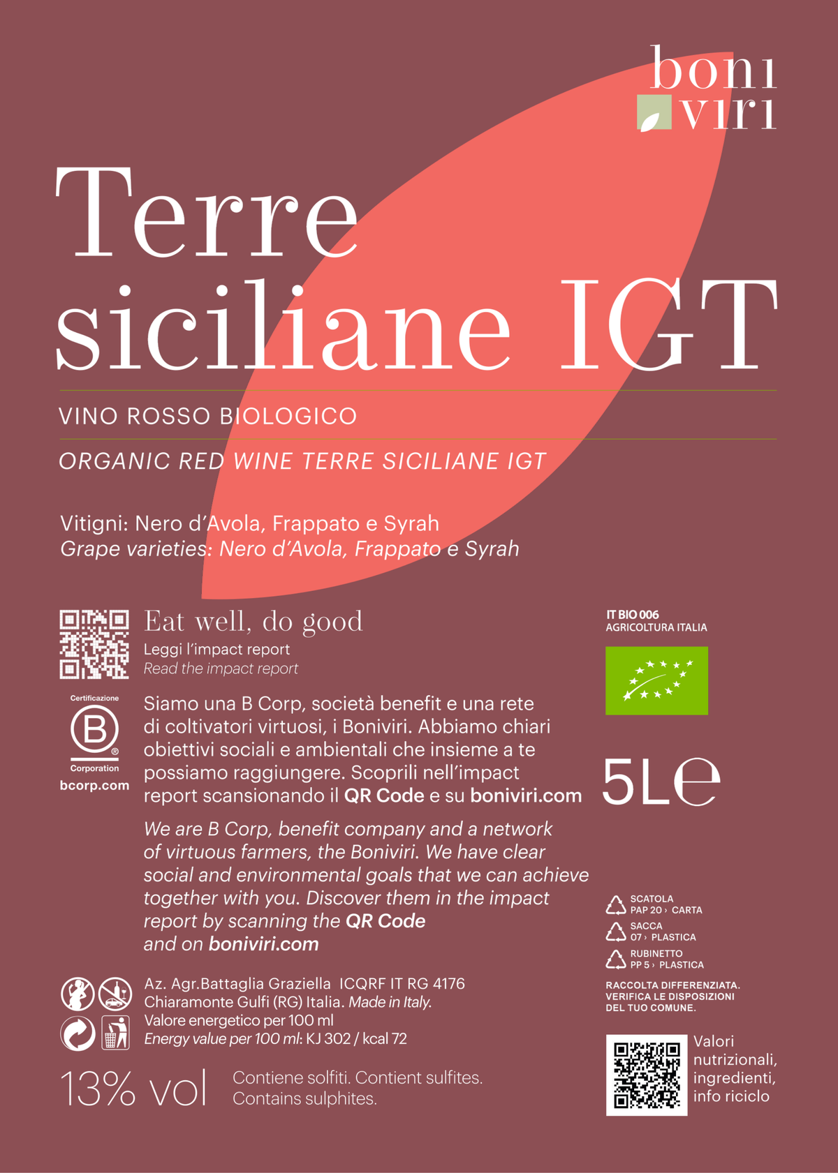 Nero d'Avola Vino Tinto Siciliano Bio