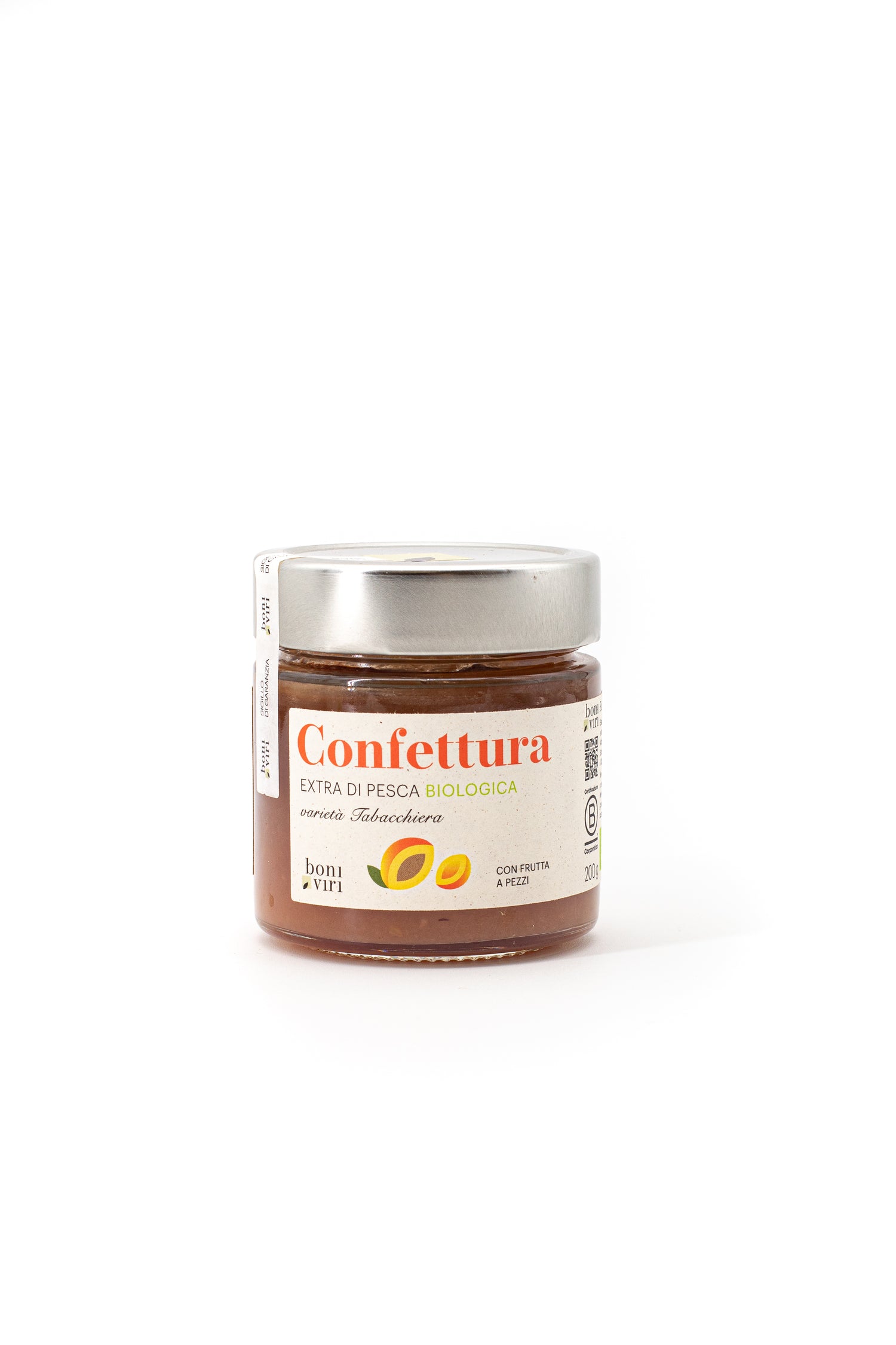 Confettura extra biologica di pesca varietà Tabacchiera