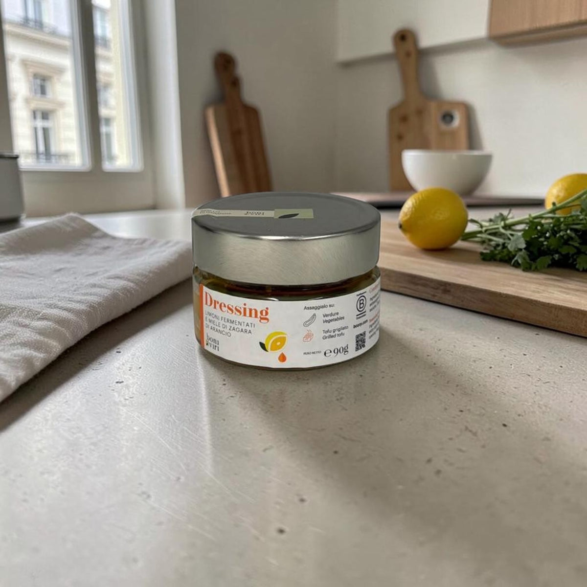 Dressing aus fermentierten sizilianischen Zitronen und Orangenblütenhonig