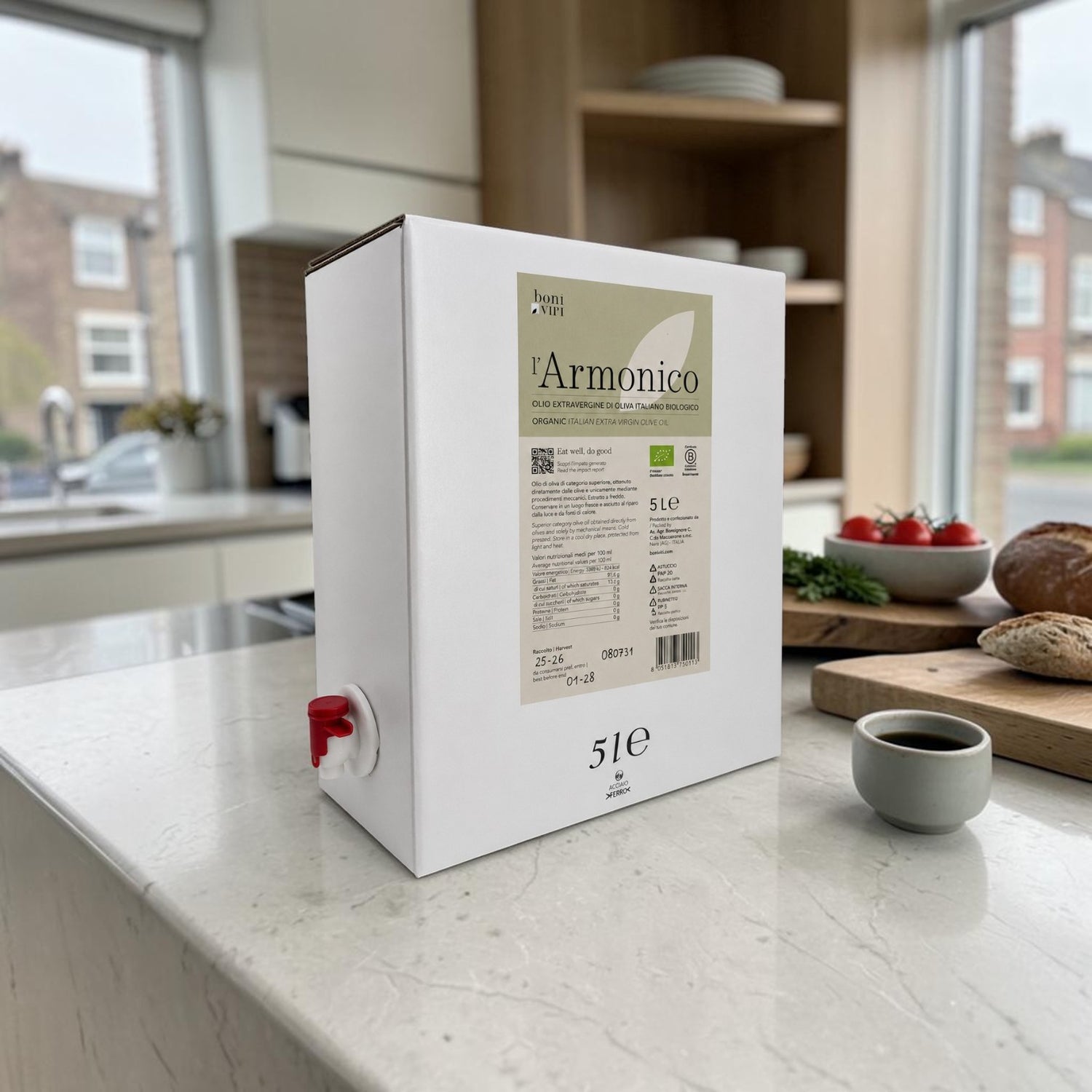 Olio EVO Biologico l'Armonico (5 Litri bag-in-box o 1 Litro)