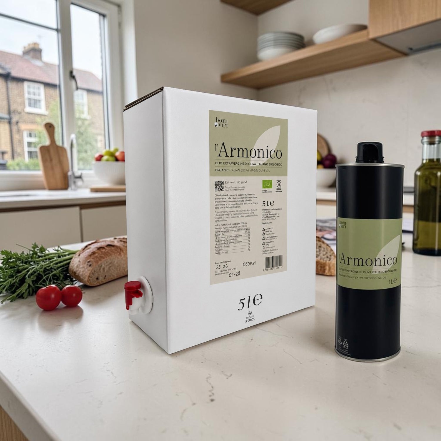 Olio EVO Biologico l'Armonico (5 Litri bag-in-box o 1 Litro)
