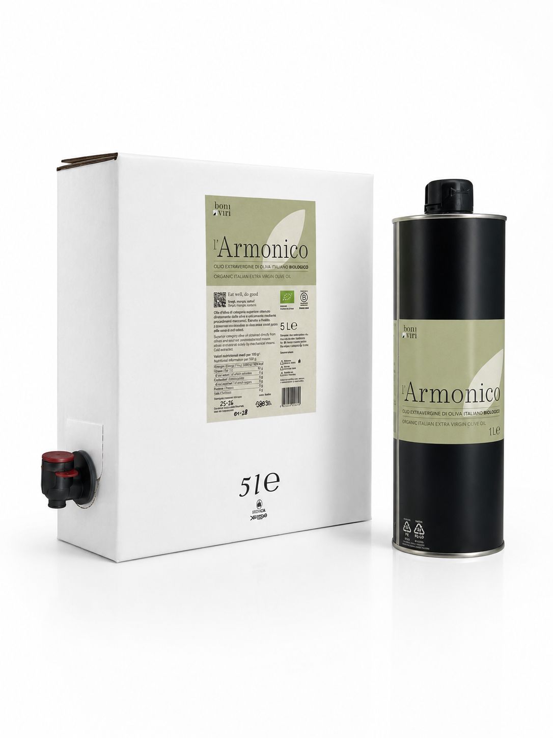 Olio EVO Biologico l'Armonico (5 Litri bag-in-box o 1 Litro)
